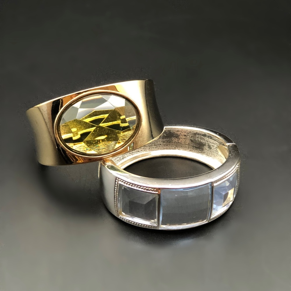 Wrist Bangle Bracelets Set of 2 Gold & Silver